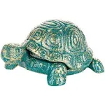 Sungmor Cast Iron Turtle Key Hider Indoor Outdoor Statues, Spare Key Holder, Antique Green Small Animal Statue for Shelf, Indoor Jewelry Keys Clips