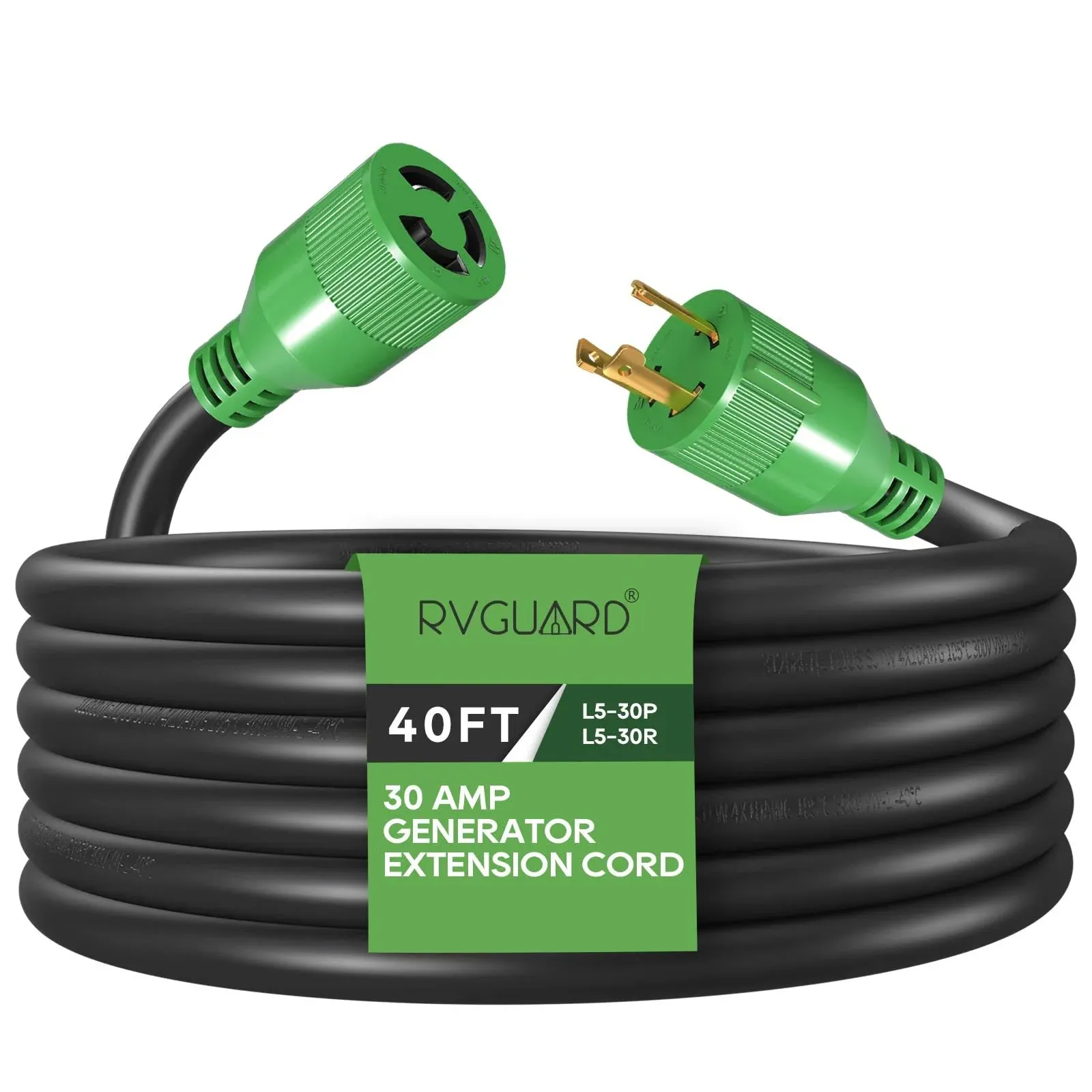 3 Prong 30 Amp 40 Foot Generator Extension Cord, NEMA L5-30P/L5-30R 125V 10 Gaug