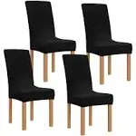 Obstal Black Stretch Spandex Dining Room Chair Covers – Set of 4 Universal Removable Washable Chair Seat Slipcovers Protector for Kitchen, Ceremony, W