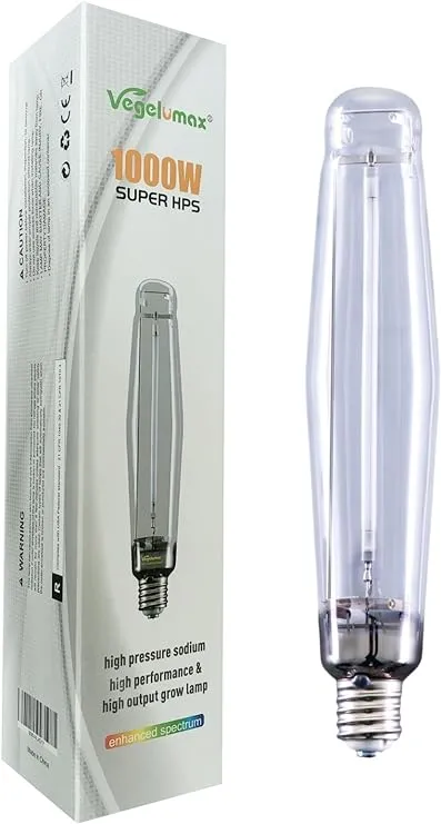 Vegelumax 1000Watt Hydroponic High Pressure Sodium HPS Grow Light Bulb Lamp,High ...