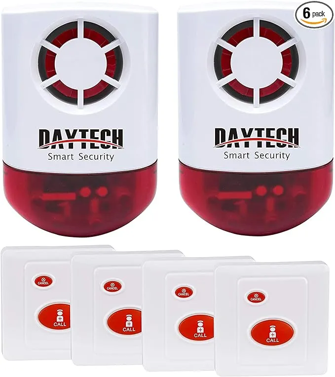 Daytech Strobe Siren Panic Alarm Button Siren Alarm with Light for Home Caring