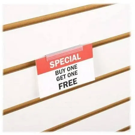 Slatwall Economy Sign Holder - Flush Signage & Card Grip for Slatwall Panels - 50 Pack