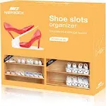 Neprock Shoe Slots Organizer, Adjustable Shoe Stacker Storage Space Saver, Double Deck Shoe Rack Holder for Closet Organization (20-Pack)(White)