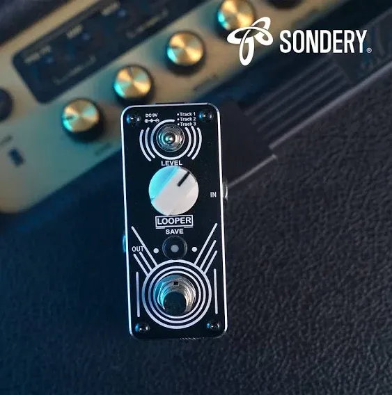 Sondery Looper Pedal Triple Loop, Each Track 30 Minutes Looping Time, Access to Upload/Download Music Files Via Enclosed USB Cable from/to Each Track, Unlimited Overdubs Undo/Redo, True Bypass