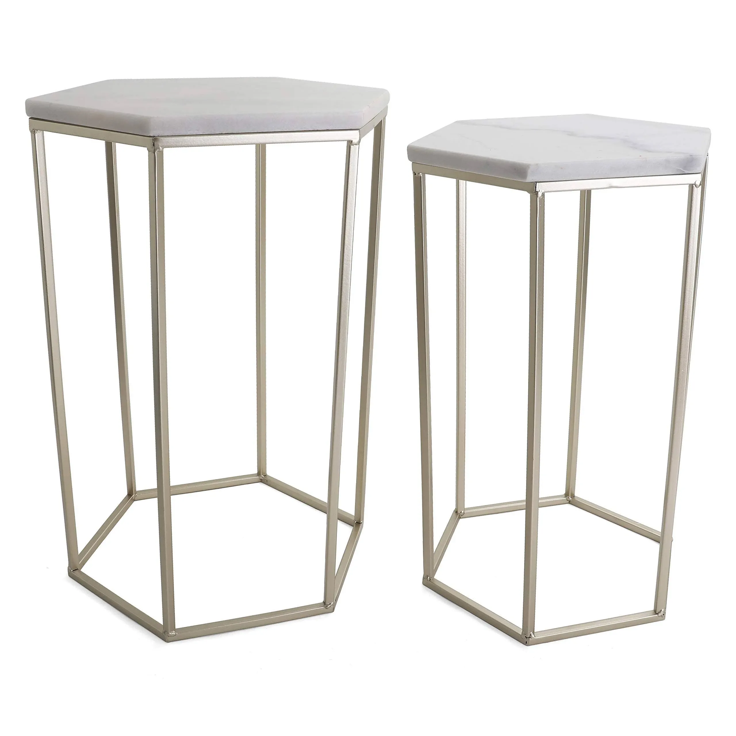 Hexagon End Table Set - Gold