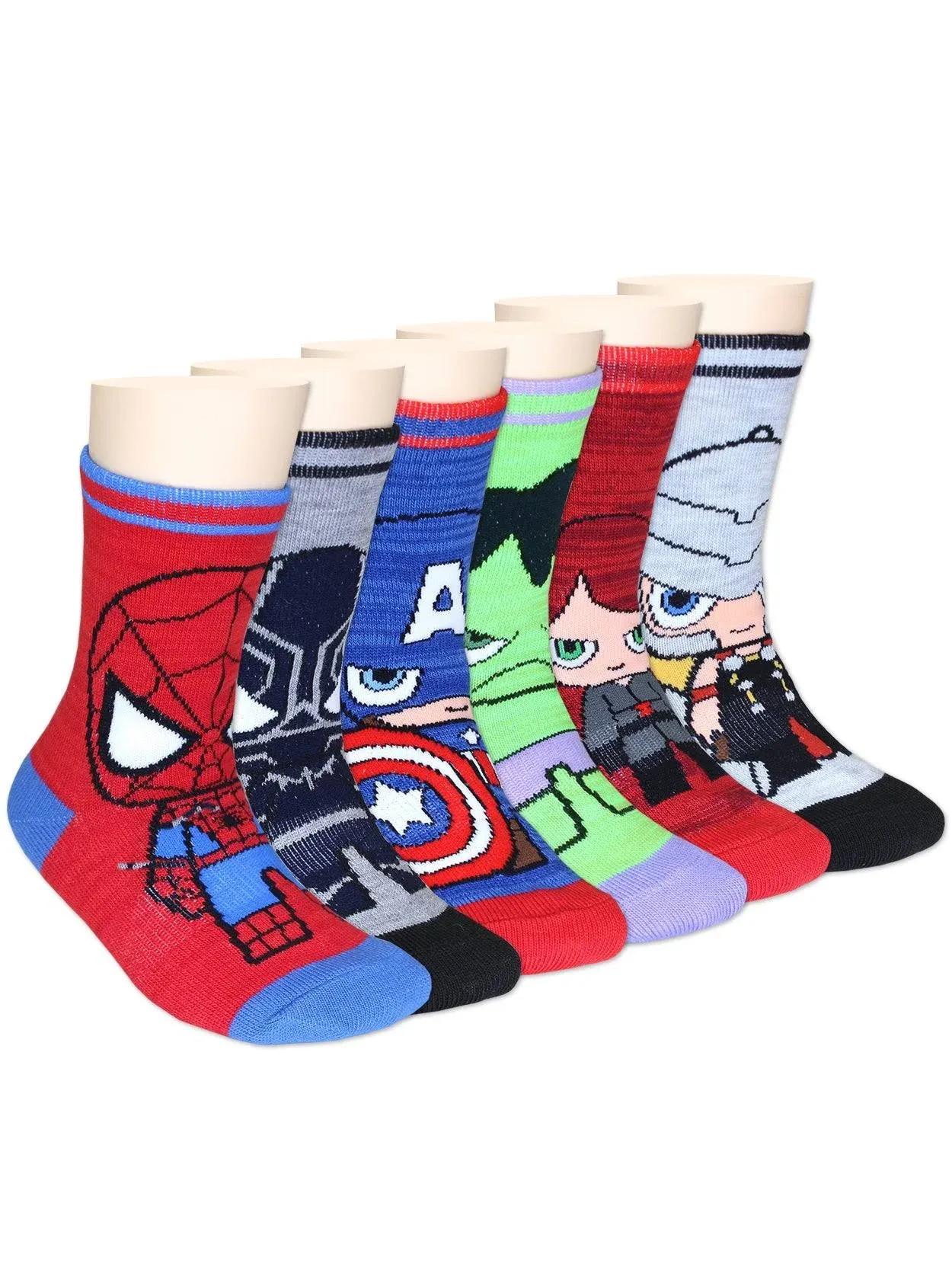 Marvel Super Heroes Avengers of Crew Socks 6-Pack