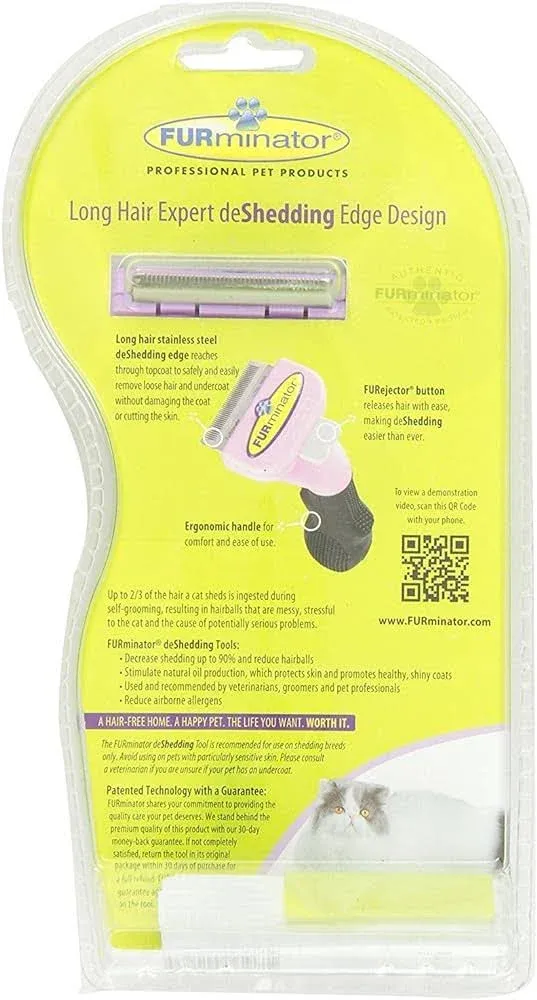 FURminator 10731 Long Hair Deshedding Tool for Cats, Small