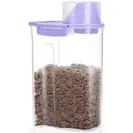 Pet Food Storage Container with Measuring Cup, Pour Spout and Seal Buckles Food Dispenser for Dogs Cats (Purple) 2.5L