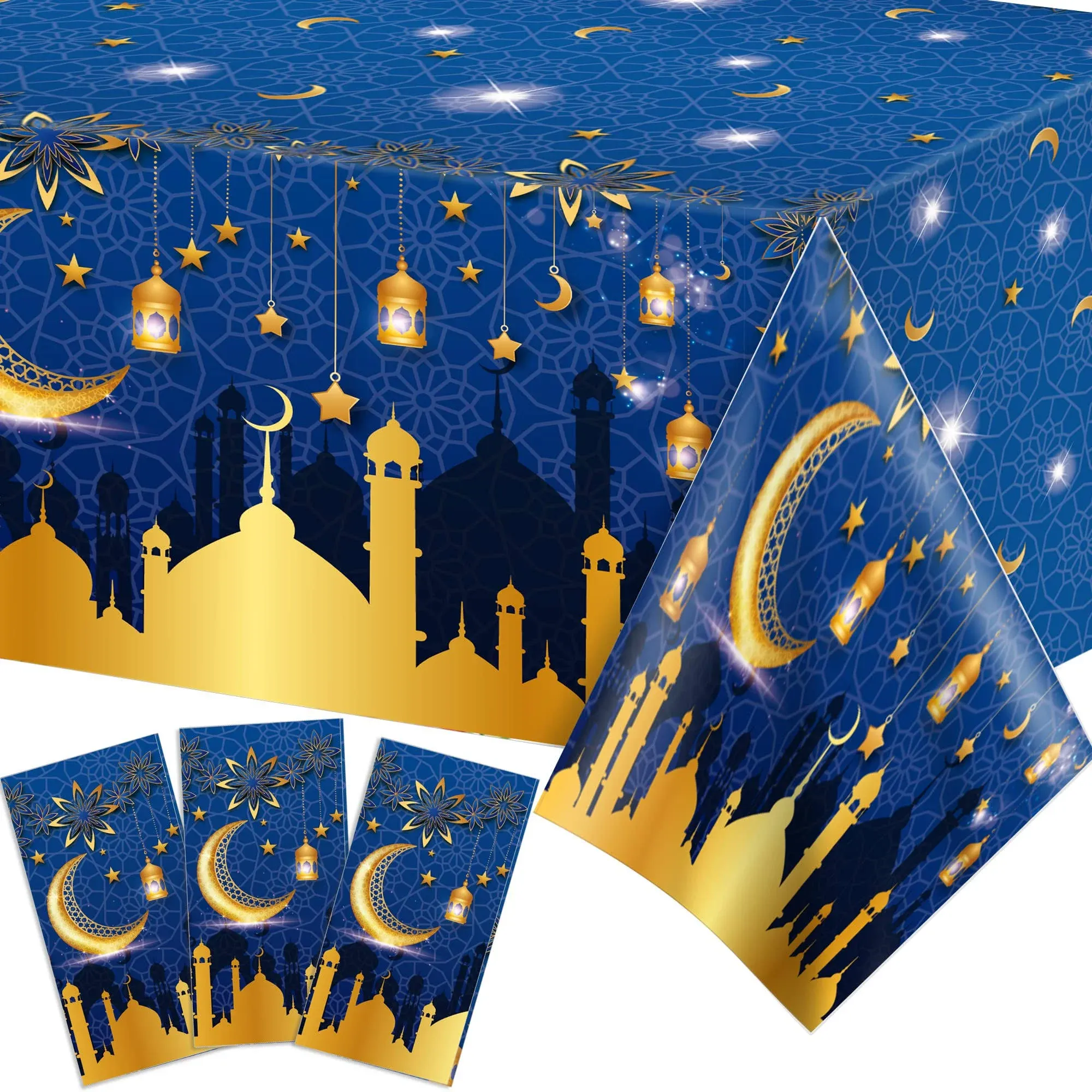 LOONELO 3pcs Ramadan Eid Mubarak tablecloths,eid Ramadan Plastic Table Covers ...