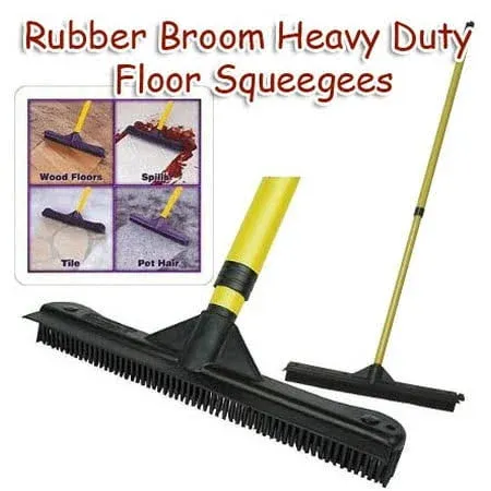 All in One! Rubber Broom - Heavy Duty Floor Squeegees, Sweeps & Scrubs w/Telescoping Handle