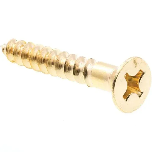 Prime-Line #12 x 1-1/2 in. Solid Brass Phillips Drive Flat Head Wood Screws (25-Pack) 9036156