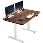 Vivo Electric 48" x 30" Stand Up Desk, Rustic Vintage Brown Tabletop White Frame