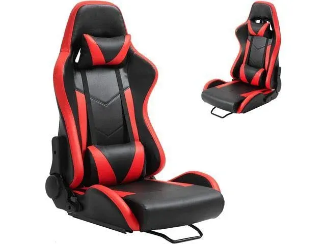 Dardoo Racing Gaming Bucket Seat with Adjustable Double Slide Adapt Gaming Simulator Cockpit Racing Wheel Stand Chair Video Game Chairs Red