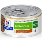 Hill's Prescription Diet Metabolic Weight Management Canned Cat Food, Vegetable & Chicken Stew - 24 cans, 2.9 oz each