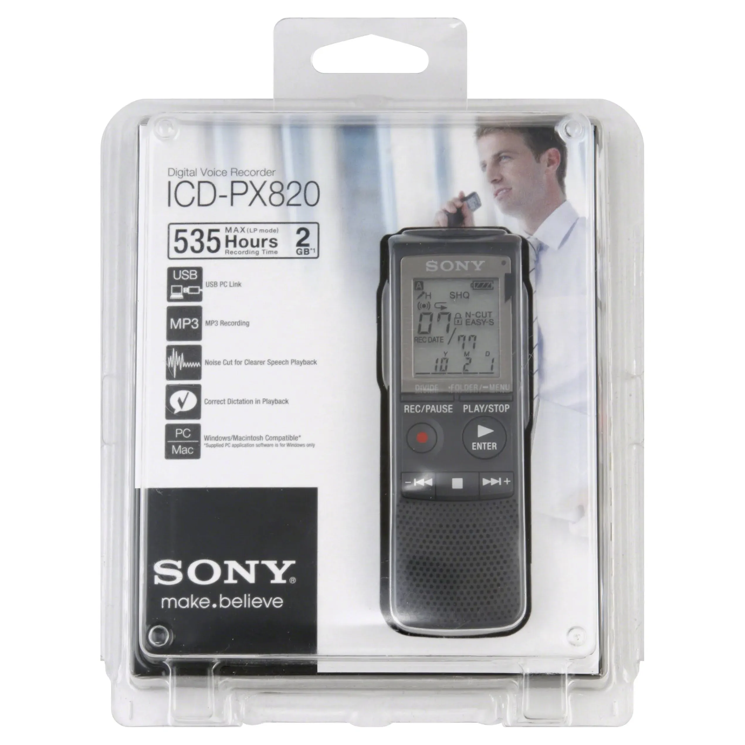 Sony ICD-PX820 (2GB, 535 HR) Handheld Voice Recorder **New**