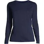 Lands' End Women's Plus Size Relaxed Supima Cotton Long Sleeve Crew Neck T-Shirt