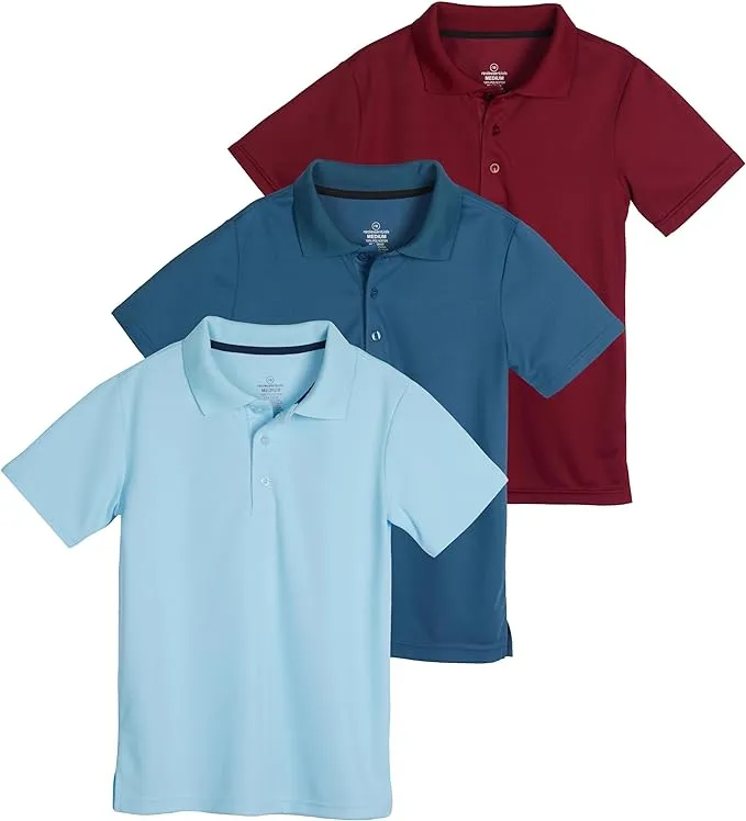 Real Essentials 3 Pack: Boy's Short Sleeve Polo Shirt - School Uniform Active ...