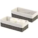 HOSROOME Bathroom Wicker Baskets for Organizing Toilet Paper Basket Storage Basket for Toilet Tank Top Decorative Basket for Closet, Bedroom, Bathroom, Entryway, Office(Set of 2,Grey)