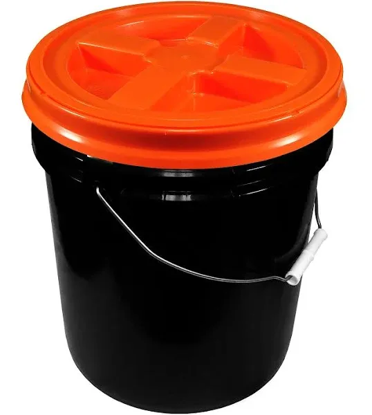 Black 5 Gallon 90 Mil Bucket with Gamma Seal Lid (Orange)