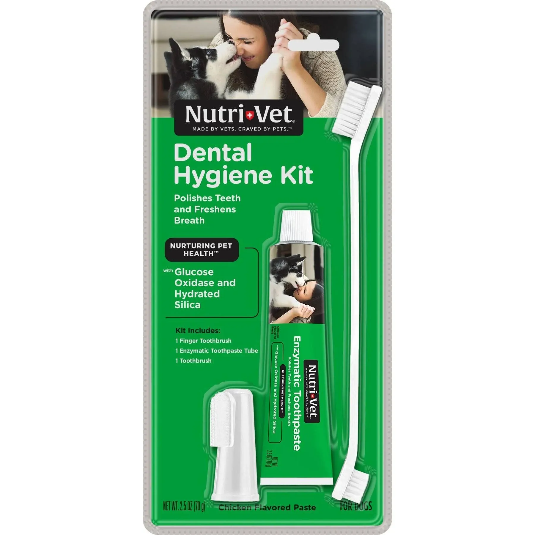 Nutri-Vet Dental Hygiene Kit for Dogs Polishes Teeth Chicken Flavor Paste