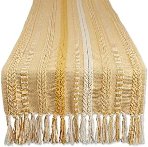 Dii Honey Gold Braided Stripe Table Runner 15x72"