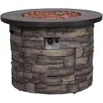 Shine Company Sevilla 35 in. Round Outdoor Fire Pit Table - Stone