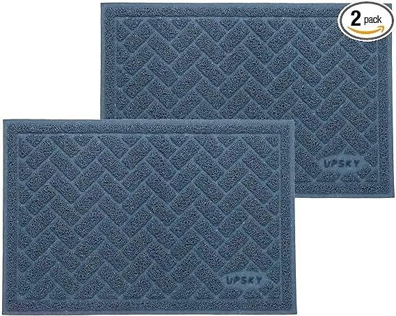 UPSKY Cat Litter Mats 2 Set of Cat Litter Pads, Cat Litter Trap Mats Can Be Spliced and Placed At-Will, Scatter Control for Litter Box, Soft on