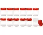 ljdeals 1 oz Plastic Spice Jars w/Red Caps and Sifters for Herbs, Spices, Powders, Spice Bottles Great For Travel, Camping, Kitchen, Restaurant and more, Made in USA, Pack of 12