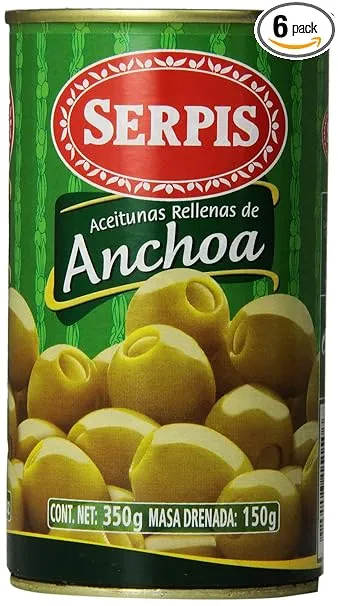 Serpis Olives Stuffed with Anchovies, 12.35 Ounce (Pack of 6)