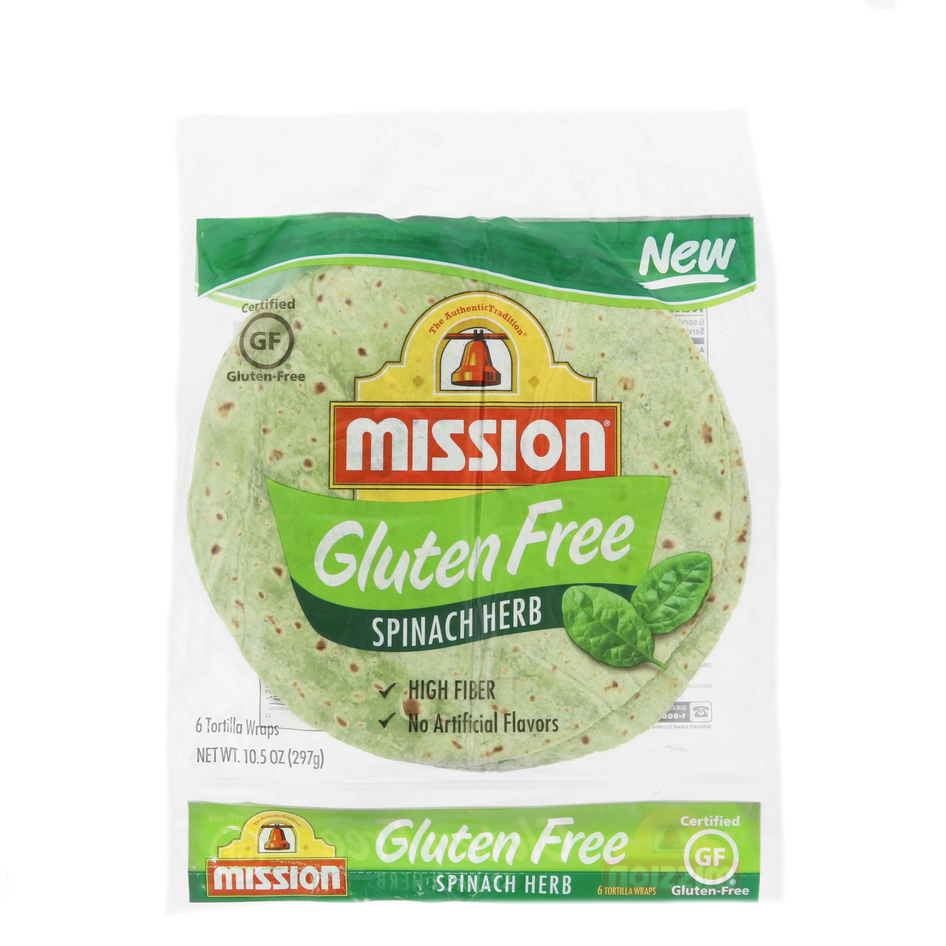 Mission Tortilla Wraps, Gluten Free, Spinach Herb