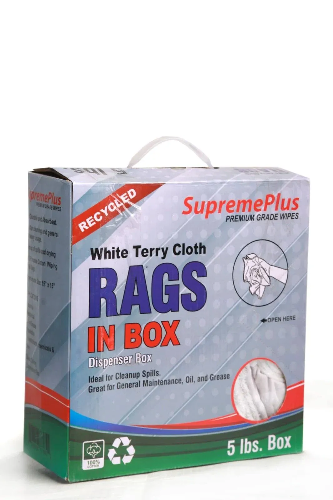 Recycled White Terry Towel Rags - 5 lbs. Compressed Box Multipurpose Cleaning