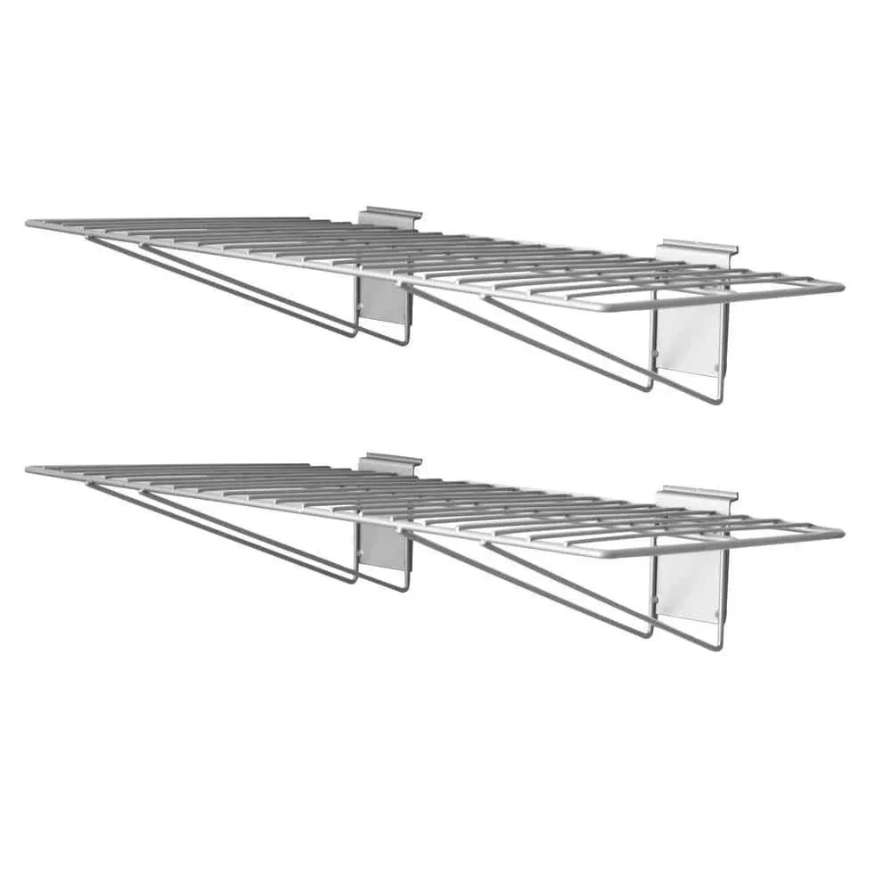 Crownwall Slat Wall Shelves 24-Inch by 12-Inch Steel Wire Bracket Shelf (2-Pack)