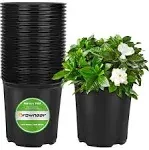 GROWNEER 24 Set 6" 1 Gallon for Plants Flexible Nursery Pot with Drainage Hole and 15 Pcs Plant Labels, Flower Plant Container for Indoor Outdoor, Seedlings, Vegetables, Succulents, Black