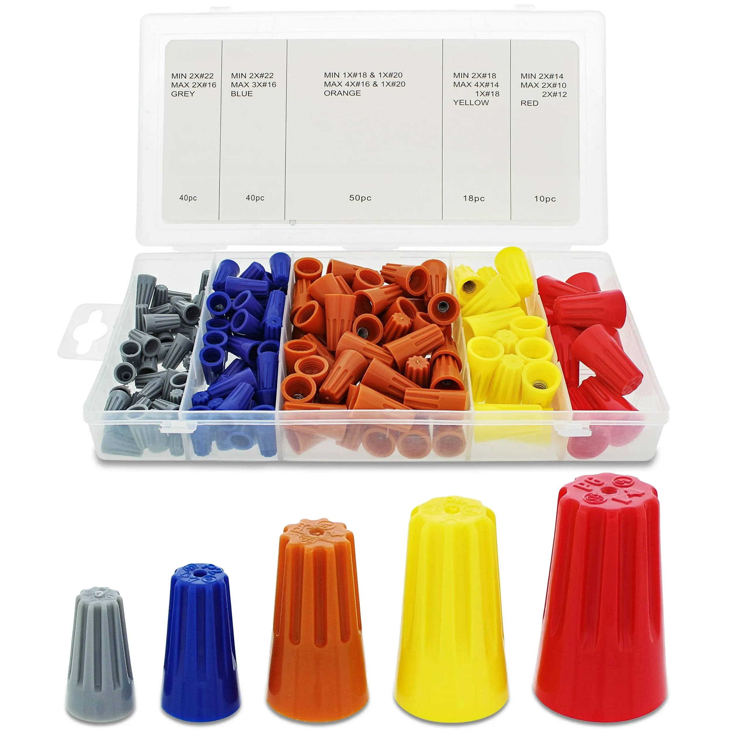 ABN Wire Connector Terminal 158-Piece Kit of Gray Blue Yellow Red Connectors