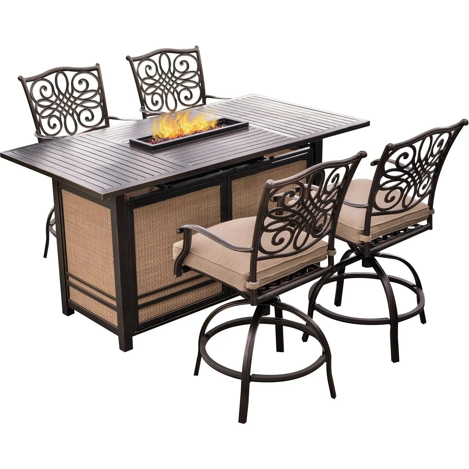 Hanover Traditions 5-Piece High Dining Bar Set with Fire Pit