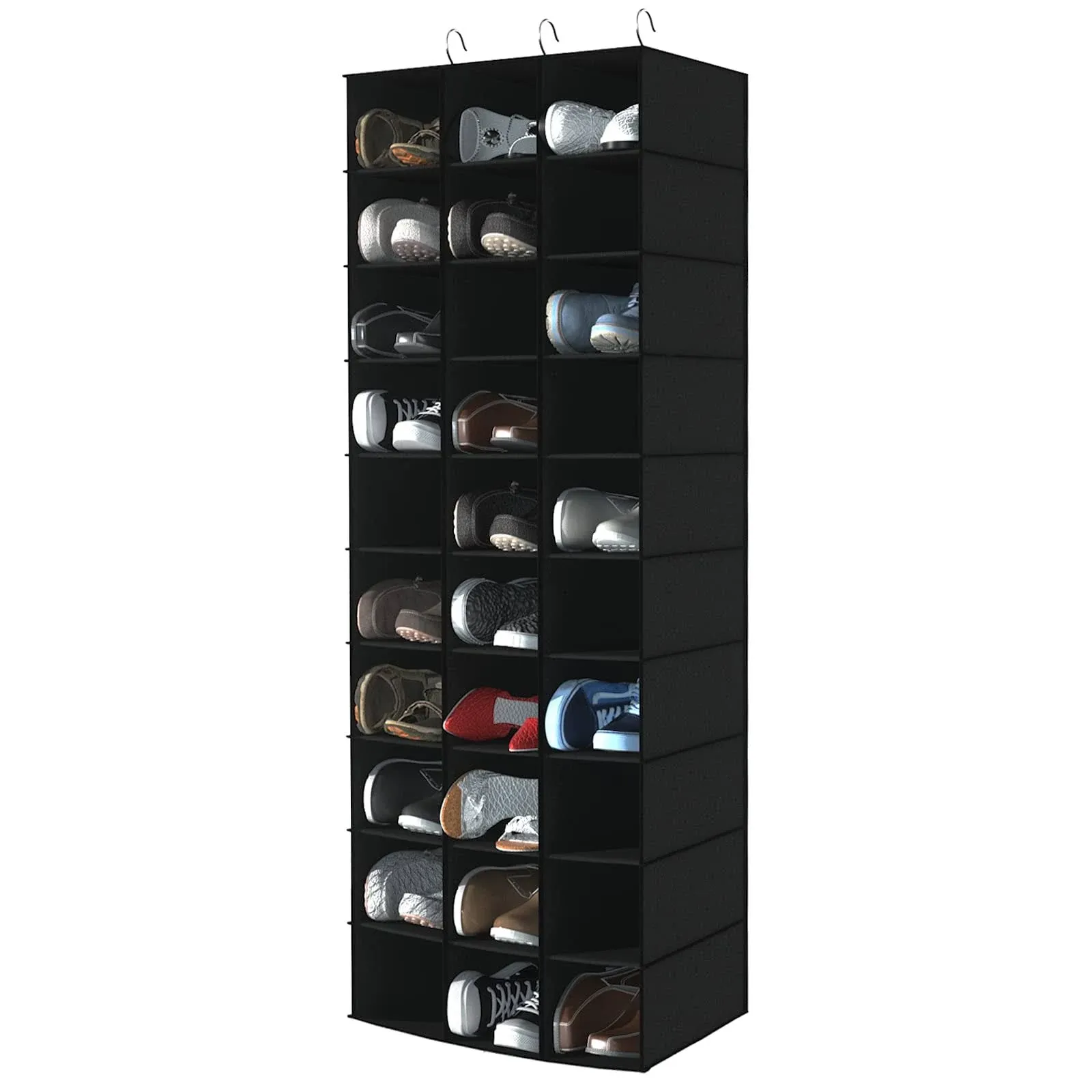 Libeder Hanging Closet Organizers 30 Section Shoe Shelves, Shoe Storage Hanging Shoe Rack, Space Saving Shoe Holder, Black