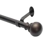 Elrene Cordelia 28 in. - 48 in. Window Curtain Rod in Antique Bronze with Globe Ball Finial