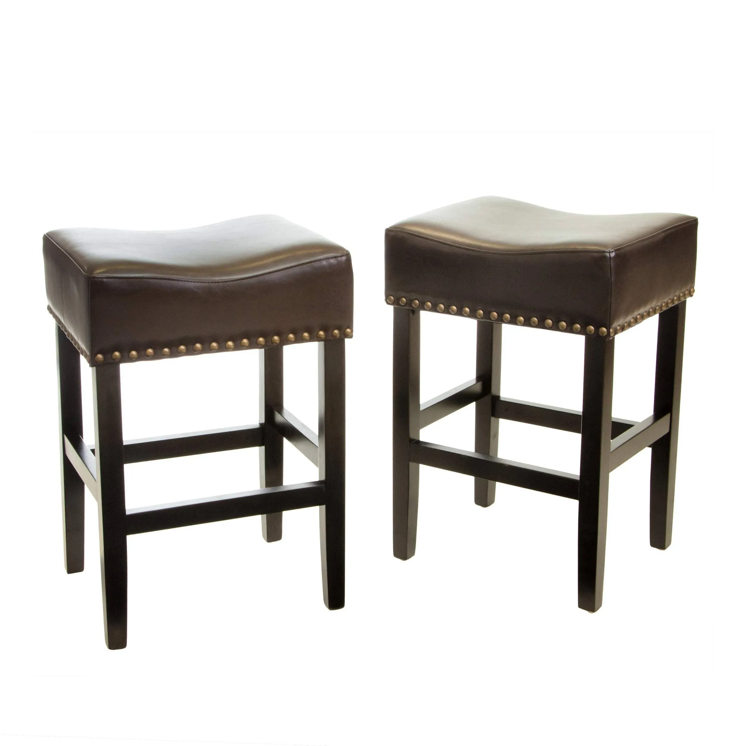 Chantal 26-inch Brown Backless Leather Counter Stool (Set of 2)