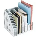 Deli Collapsible Magazine File Holder, Desk Organizer Document Folder for Office Organization and Storage, 3 Vertical Compartments, Gray