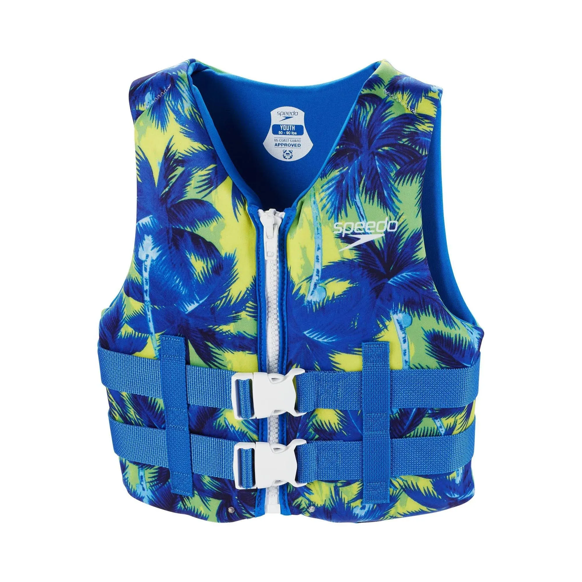 Speedo Youth PFD Life Jacket Vest - Blue Palm Trees