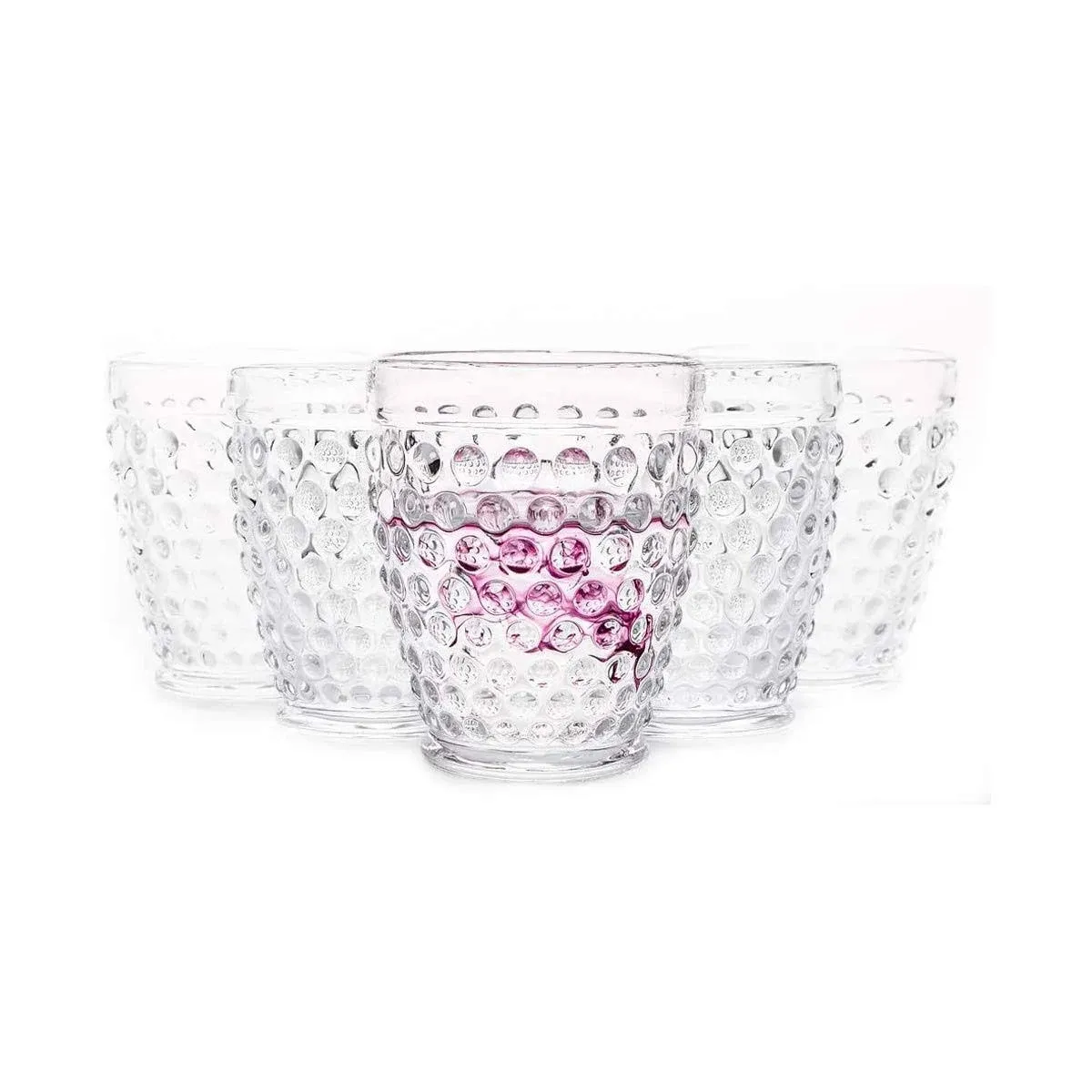 EVEREST GLOBAL Hobnail Old Fashion Iced Beverage Tumblers 10 oz. set of 6 Glass Cup for Water Wine Soda Whiskey Juice Milk Beer Iced-tea for Dinner Parties Bars Restaurants (Clear)