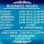 LOKAUS Professional Business Hours Sign Sticker Kit 20 Inches Changeable Hours Sign for Business Customized Glass Window Sign for Operation Sign