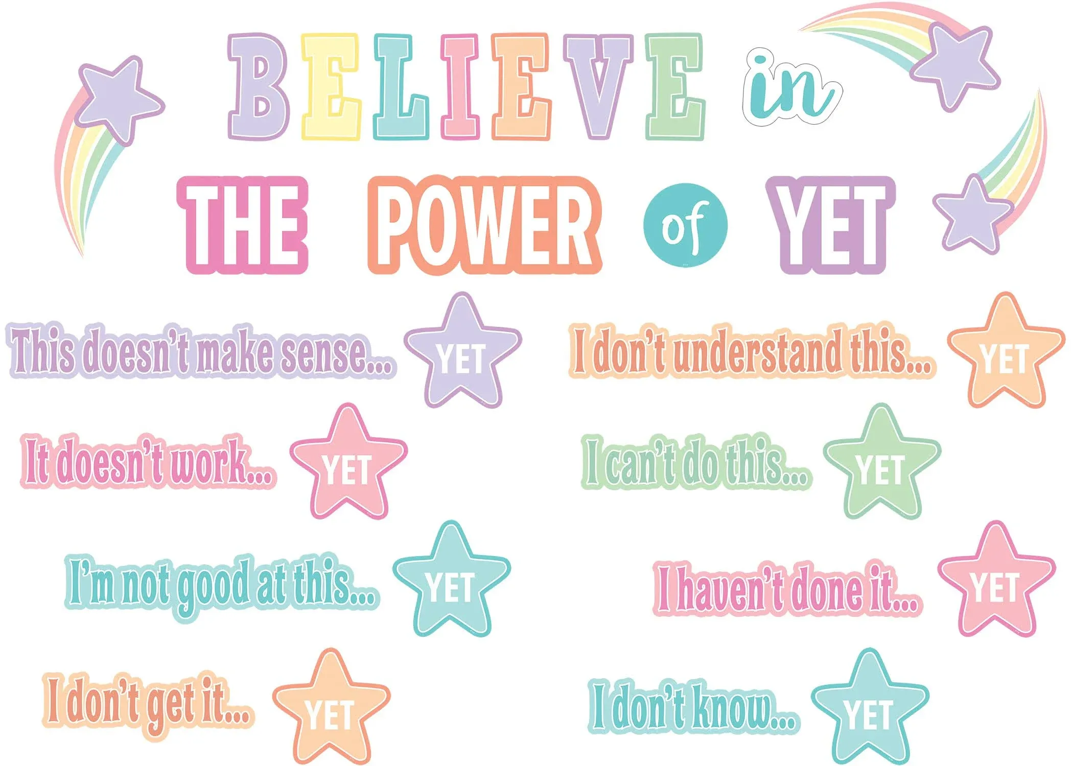 Teacher Created Resources Pastel Pop Believe in the Power of Yet Mini Bulletin Board