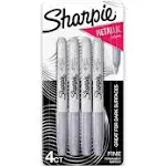 SHARPIE 39109PP Metallic Permanent Markers, Fine Point, Silver, 4 Count