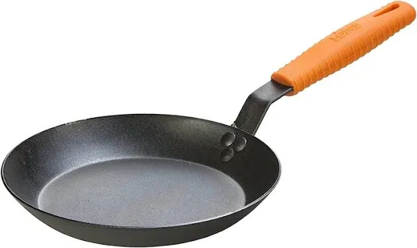 Lodge CRS10HH61 10.31" Heavy Gauge Carbon Steel Skillet with Orange Silicone Handle Holder