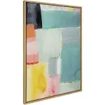 Kate and Laurel Sylvie United Colors I Framed Canvas Wall Art by Amy Lighthall, 28x38 Natural, Modern Soft Watercolor Abstract Art for Wall Home