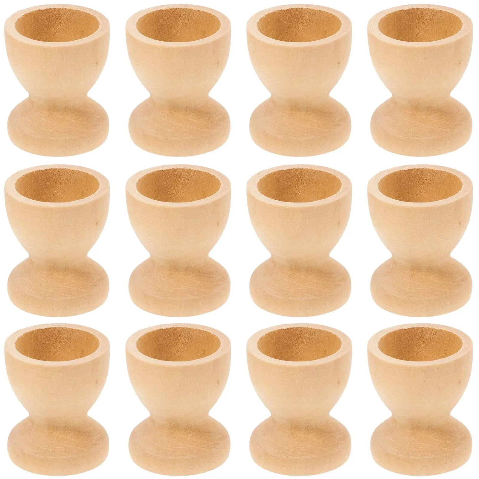 Amosfun 12PCS Wooden Egg Cup Holders Stands DIY Blank Unfinished Wooden Egg Stands Holders 1.1&quot; x 1.3&quot;