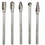 Carbide Burrs Set 5Pcs Extra Long Shank Carbide Rotery Burr File Double Cut 1/4