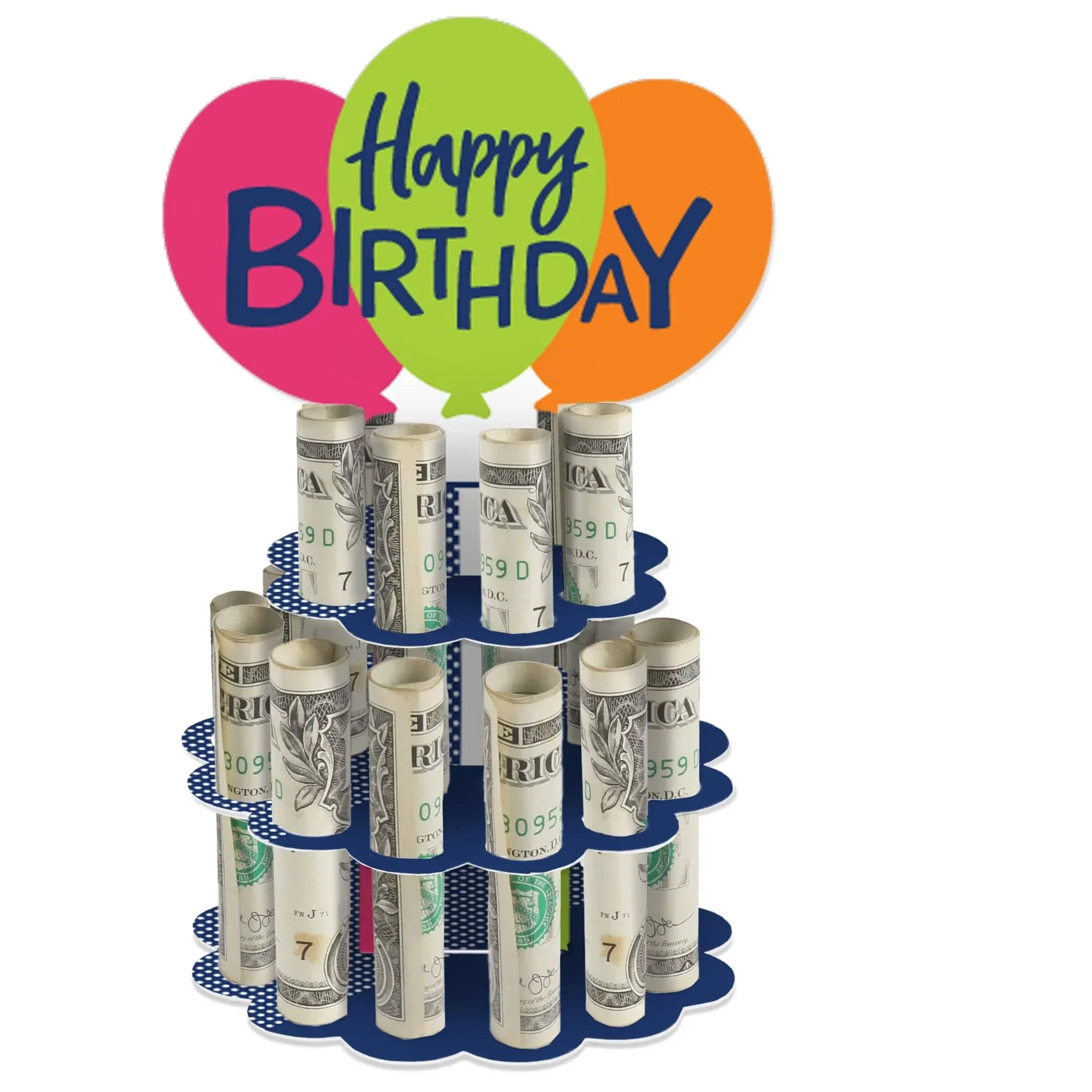 Big Dot of Happiness Cheerful Happy Birthday - DIY Colorful Birthday Party Money Holder Gift - Cash Cake