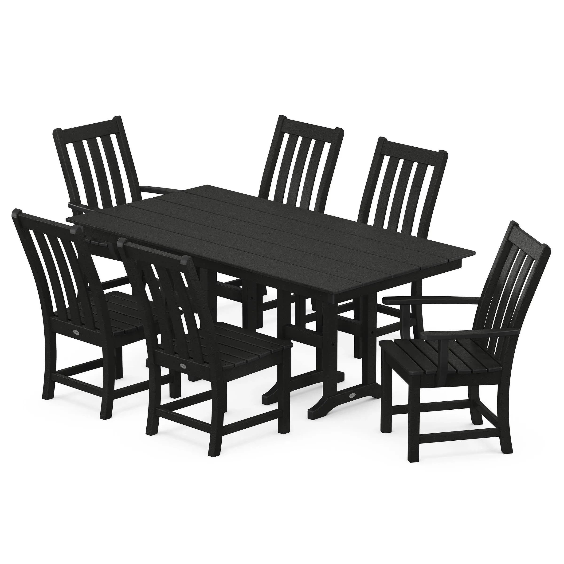 POLYWOOD® Vineyard Recycled Plastic 7 Piece Farmhouse Outdoor Patio Dining Set